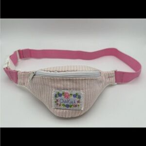 90s VTG OSH KOSH B'GOSH Kids Pink & White Stripe Fanny Pack Waist Bag